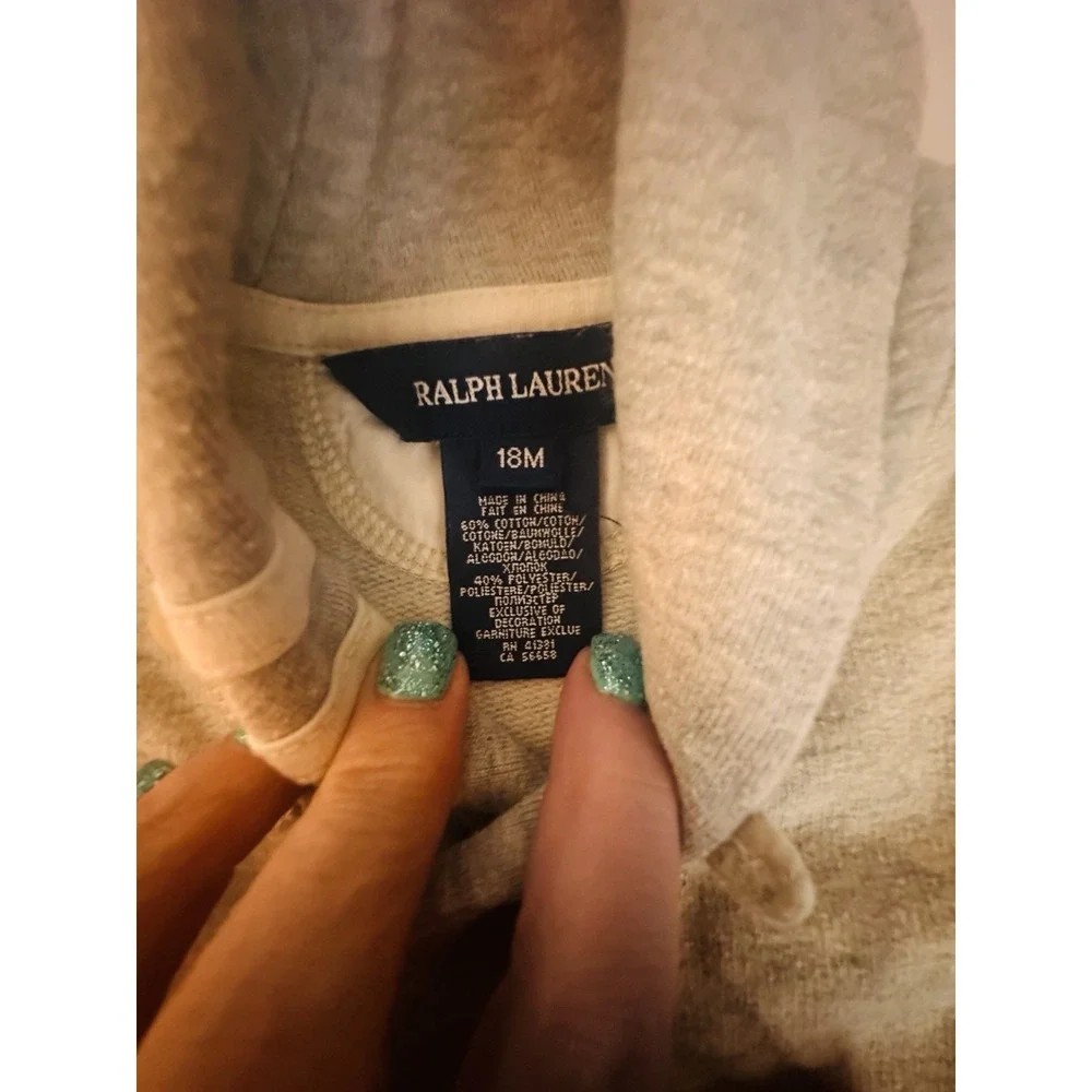 Ralph Lauren Girls 18M 2pc Knit Cardigan & Leggings Set Gray/Ivory